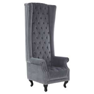 Trento Tall Upholstered Velvet Porter Chair In Grey